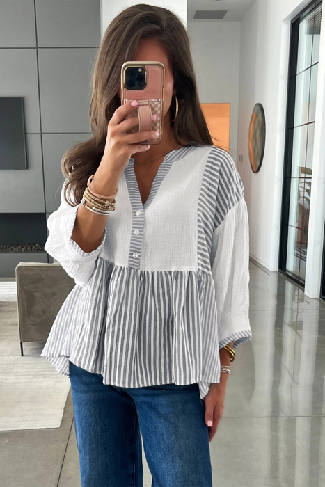 Harbor Light Striped Peplum Blouse