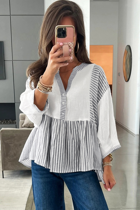 Harbor Light Striped Peplum Blouse