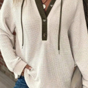  Cozy Olive Contrast Waffle Hoodie
