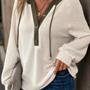  Cozy Olive Contrast Waffle Hoodie