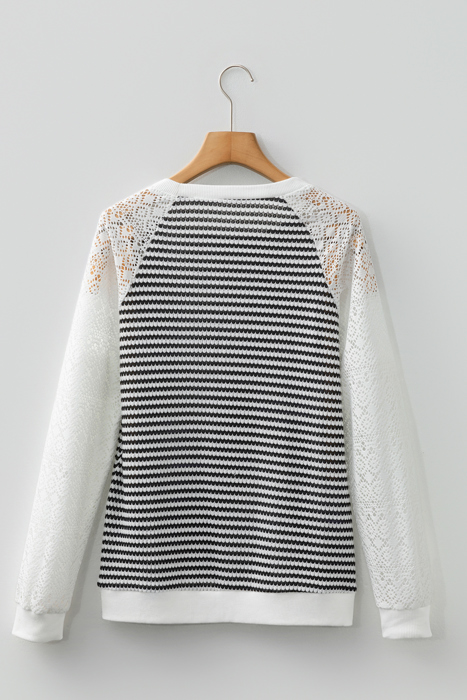 Coffee & Contrast Lace Sweater