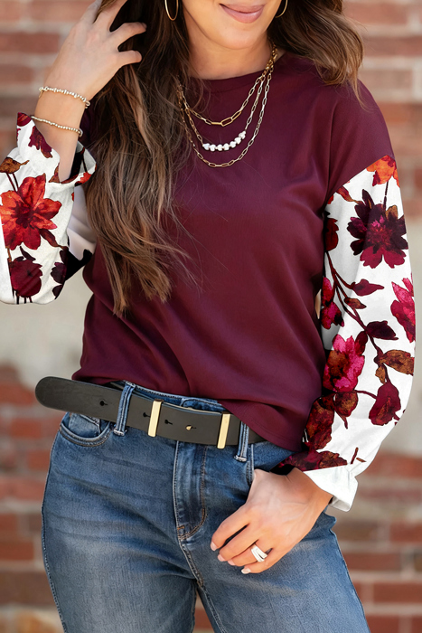Autumn Muse Floral Sleeve Top