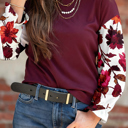  Autumn Muse Floral Sleeve Top