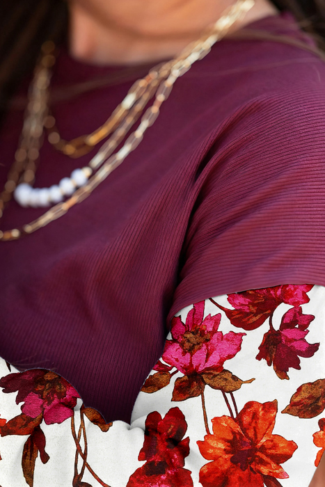 Autumn Muse Floral Sleeve Top