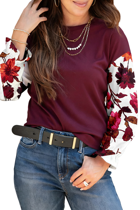 Autumn Muse Floral Sleeve Top