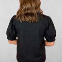  Ebony Embroidered Peasant Blouse