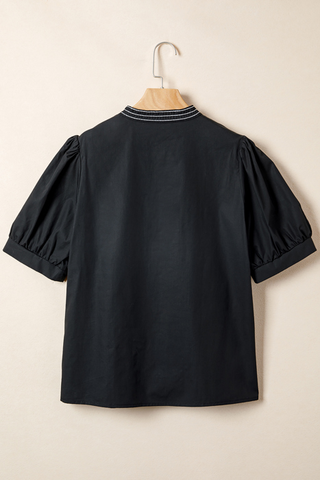 Ebony Embroidered Peasant Blouse