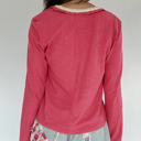  Rosy Haven Lace-Trim Henley Top