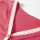  Rosy Haven Lace-Trim Henley Top
