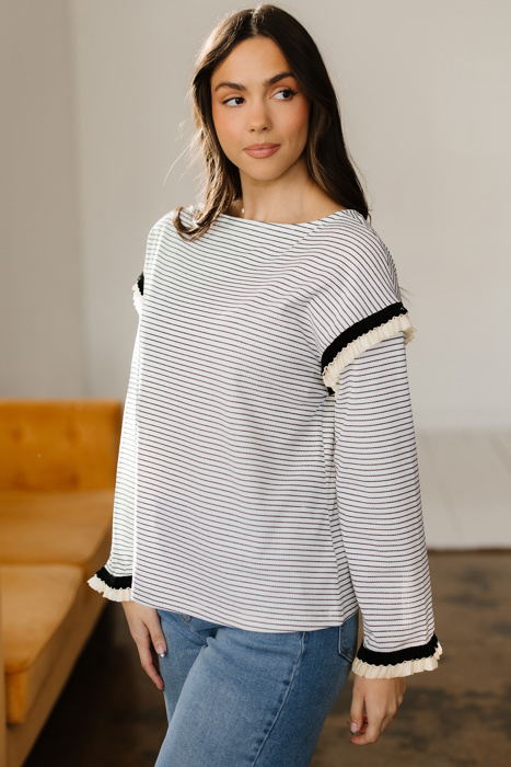 Parisian Whisper Ruffle-Sleeve Knit Top