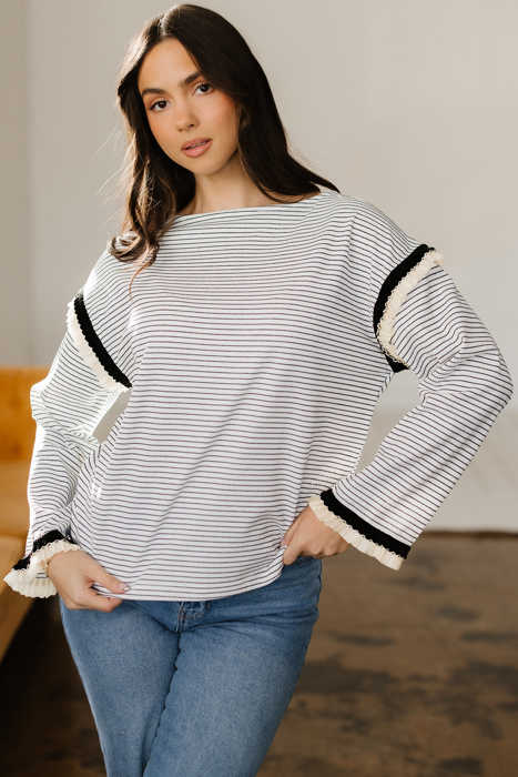 Parisian Whisper Ruffle-Sleeve Knit Top