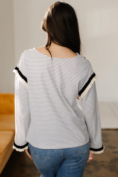 Parisian Whisper Ruffle-Sleeve Knit Top