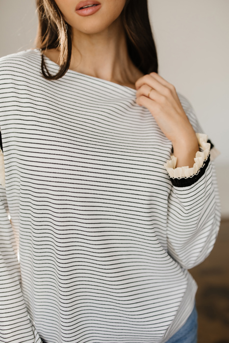 Parisian Whisper Ruffle-Sleeve Knit Top