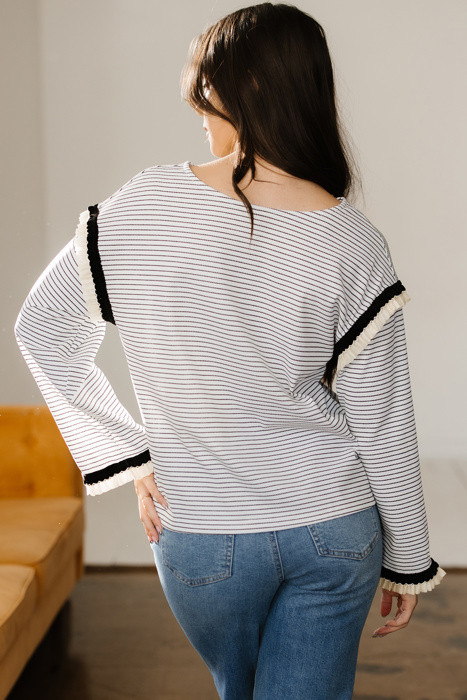 Parisian Whisper Ruffle-Sleeve Knit Top