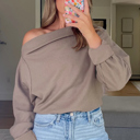  Soft Embrace Off-Shoulder Waffle Top