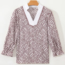  Leaf Whisper Contrast Collar Blouse