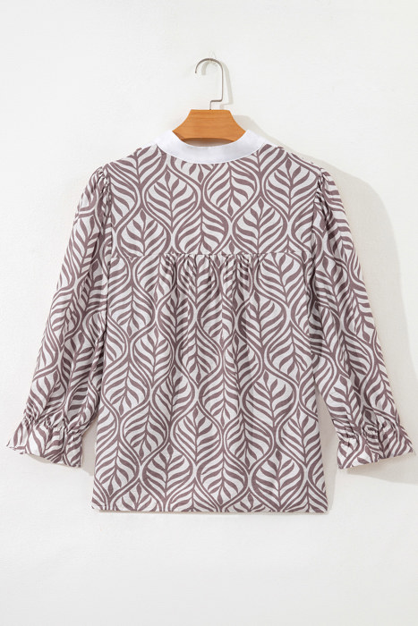Leaf Whisper Contrast Collar Blouse