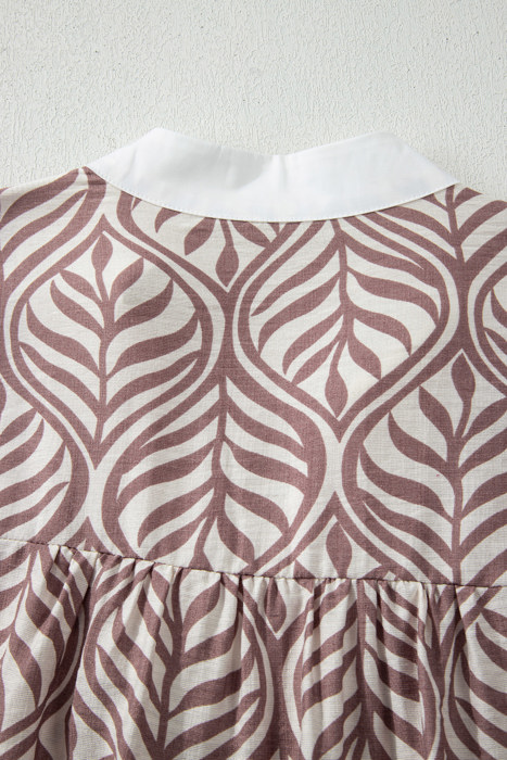 Leaf Whisper Contrast Collar Blouse