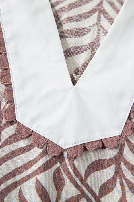 Leaf Whisper Contrast Collar Blouse