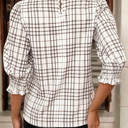  Cafe Check Ruffle-Cuff Blouse