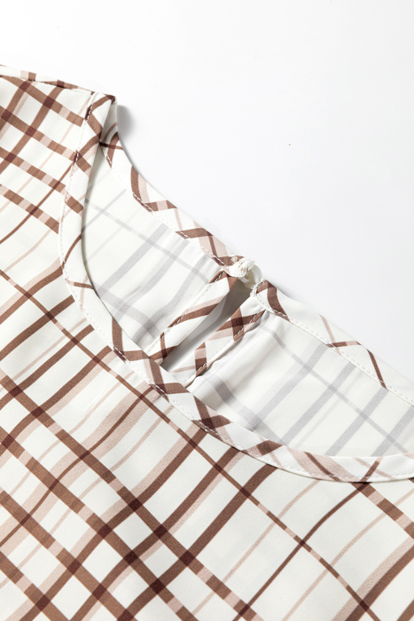 Cafe Check Ruffle-Cuff Blouse