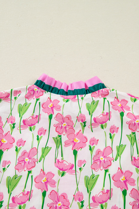 Pink Cosmos Ruffle Blouse