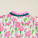  Pink Cosmos Ruffle Blouse