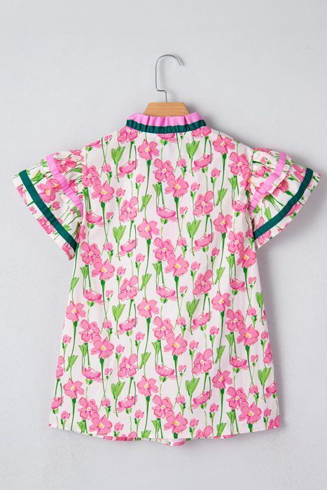 Pink Cosmos Ruffle Blouse