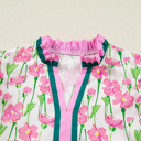  Pink Cosmos Ruffle Blouse
