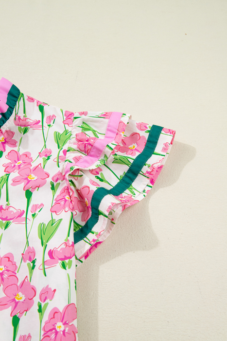 Pink Cosmos Ruffle Blouse