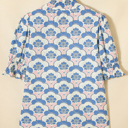  Azure Blossom Shirred Neck Blouse