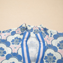  Azure Blossom Shirred Neck Blouse