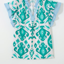  Turquoise Ikat Ruffle Blouse