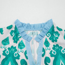  Turquoise Ikat Ruffle Blouse
