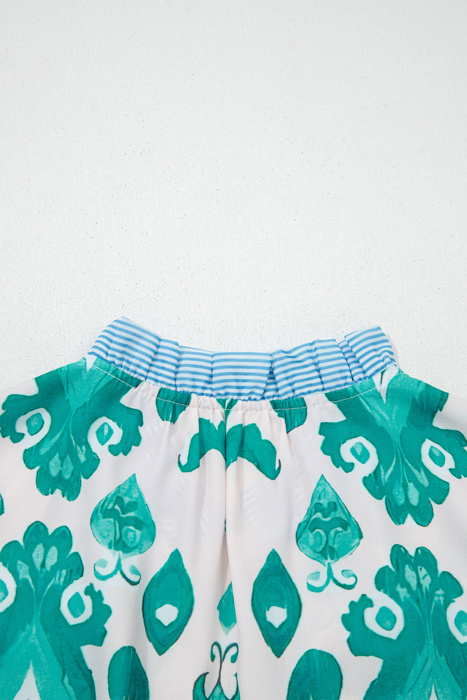 Turquoise Ikat Ruffle Blouse