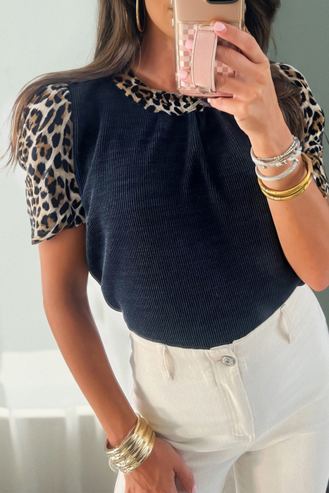 Wild Side Contrast Ribbed Top