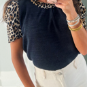  Wild Side Contrast Ribbed Top