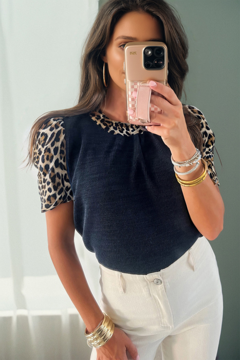 Wild Side Contrast Ribbed Top