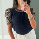  Wild Side Contrast Ribbed Top
