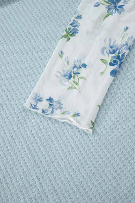 Sky Blossom Waffle Layered Top