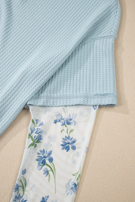 Sky Blossom Waffle Layered Top