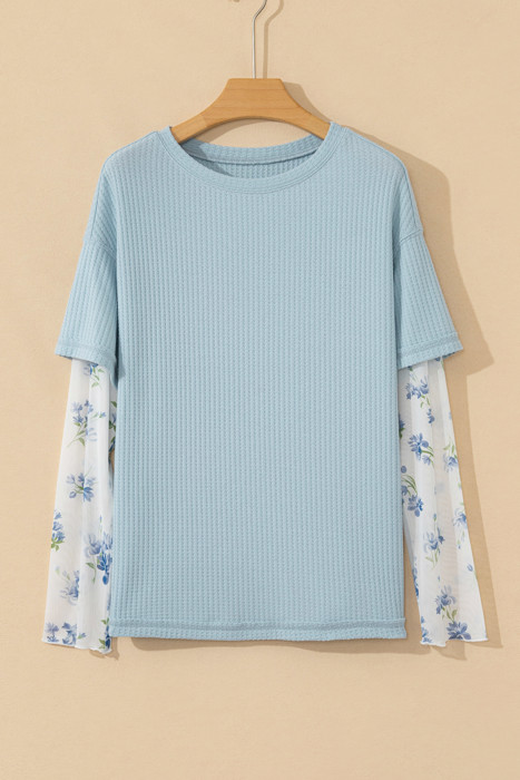 Sky Blossom Waffle Layered Top