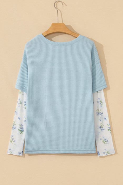 Sky Blossom Waffle Layered Top