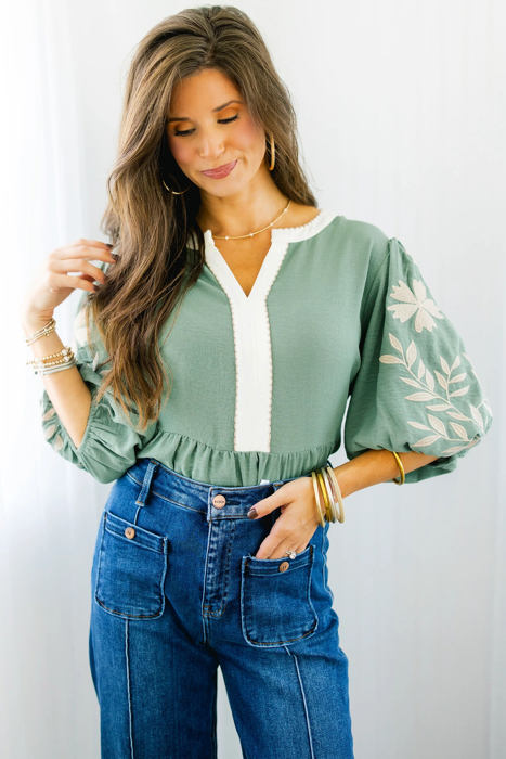 Sage Meadow Embroidered Tunic
