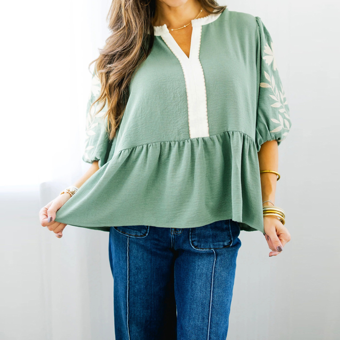 Sage Meadow Embroidered Tunic
