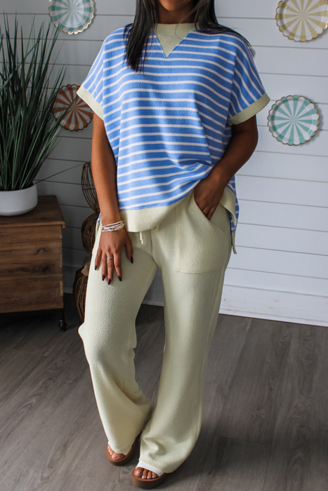 Sky Stripe Waffle Knit Top
