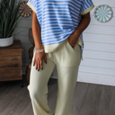  Sky Stripe Waffle Knit Top