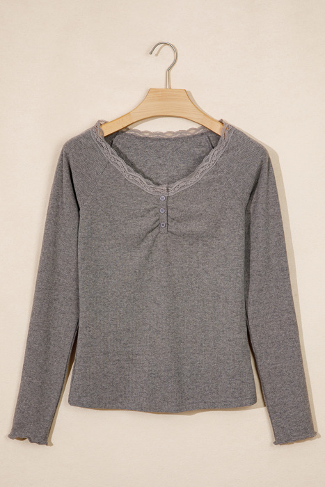 Soft Whispers Lace Henley Top