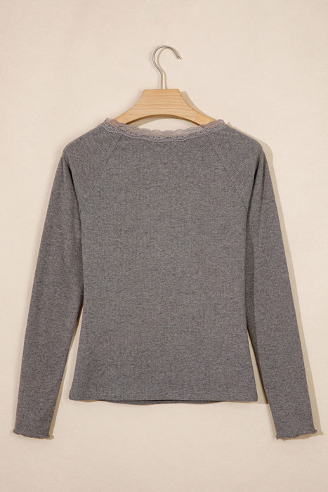 Soft Whispers Lace Henley Top