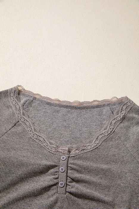 Soft Whispers Lace Henley Top